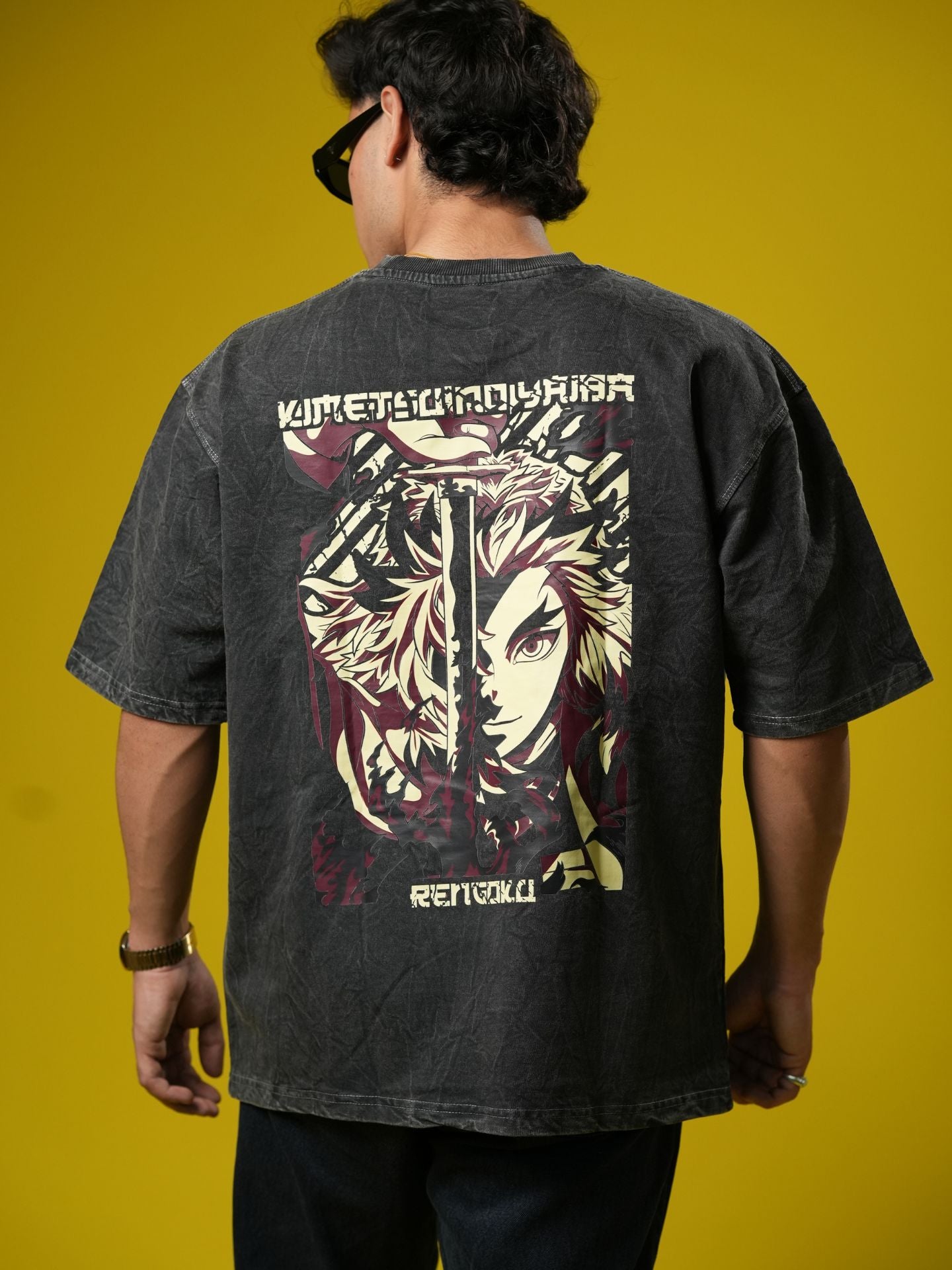 Kyojuro Renugoku Acid Washed Oversized T-shirt - Baggymonk