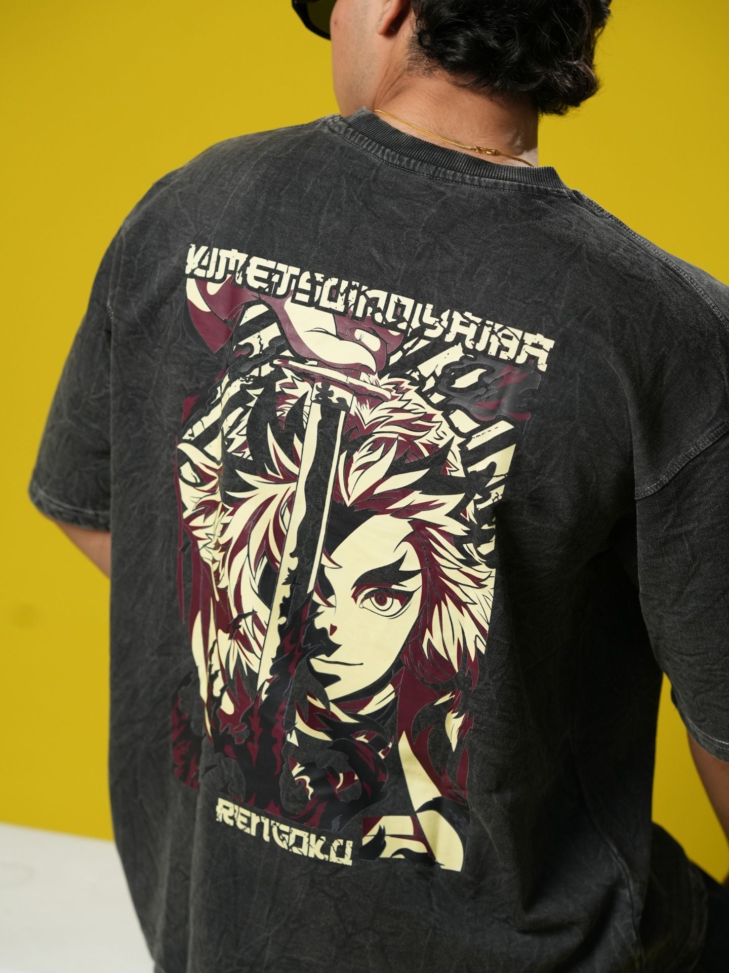 Kyojuro Renugoku Acid Washed Oversized T-shirt - Baggymonk