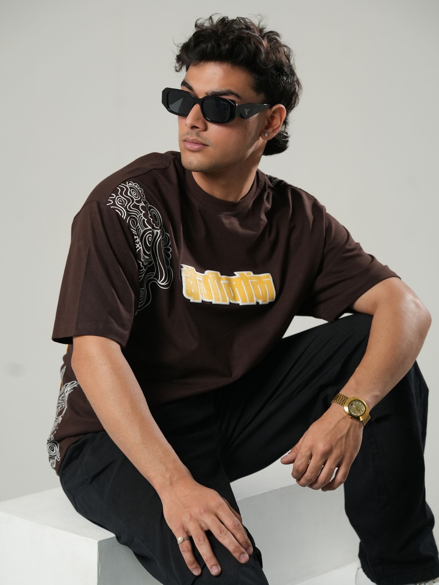 Vastavikta |Typography|screen &puff design| Oversized tshirt - Baggymonk