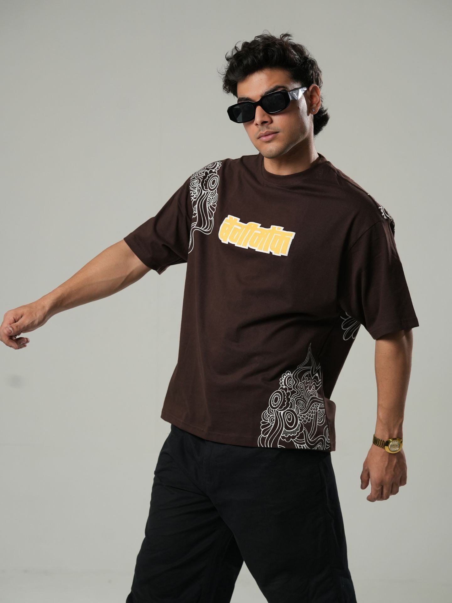 Vastavikta |Typography|screen &puff design| Oversized tshirt - Baggymonk