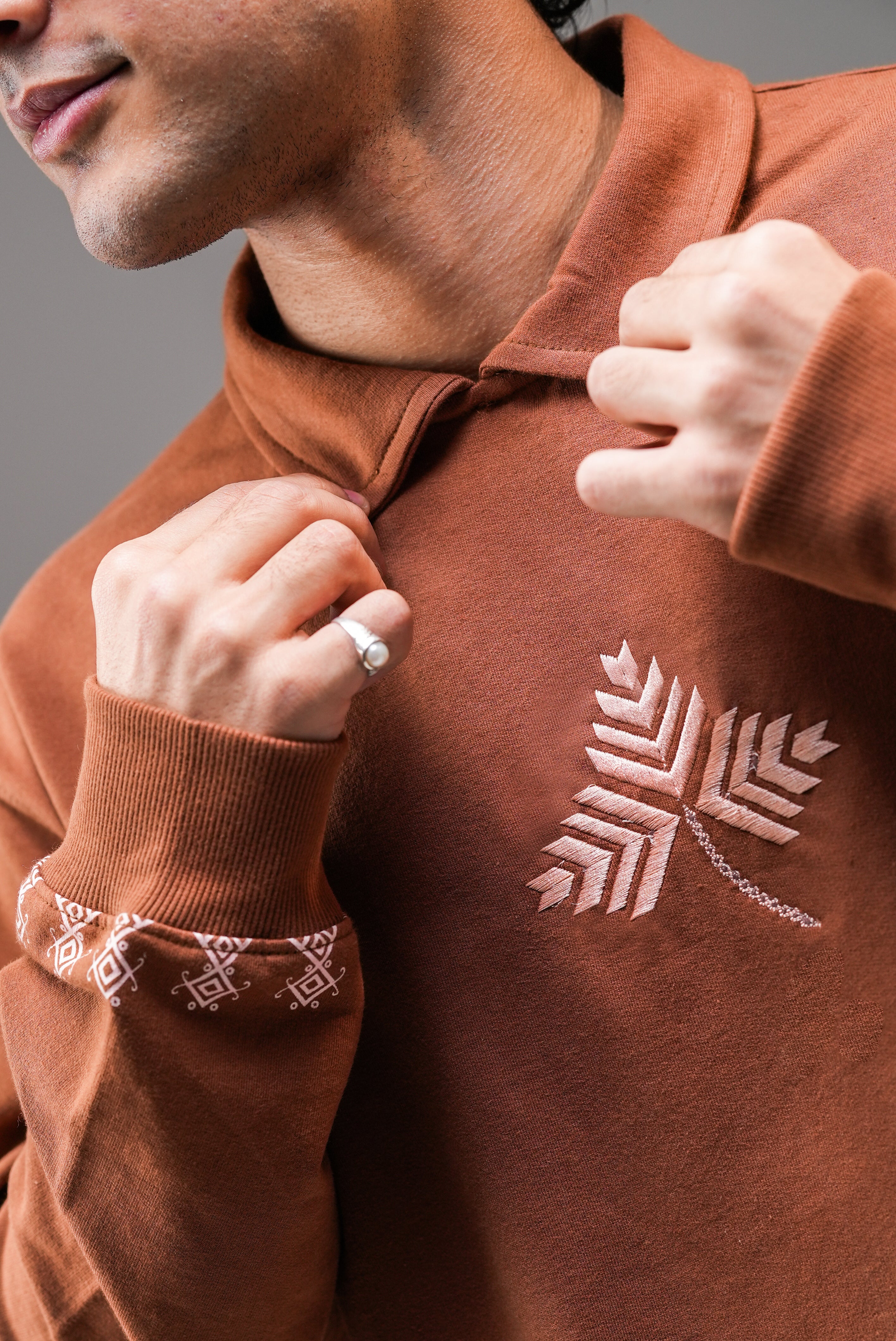 The Threads of Harmony | Collared  Oversized Sweatshirt - Baggymonk