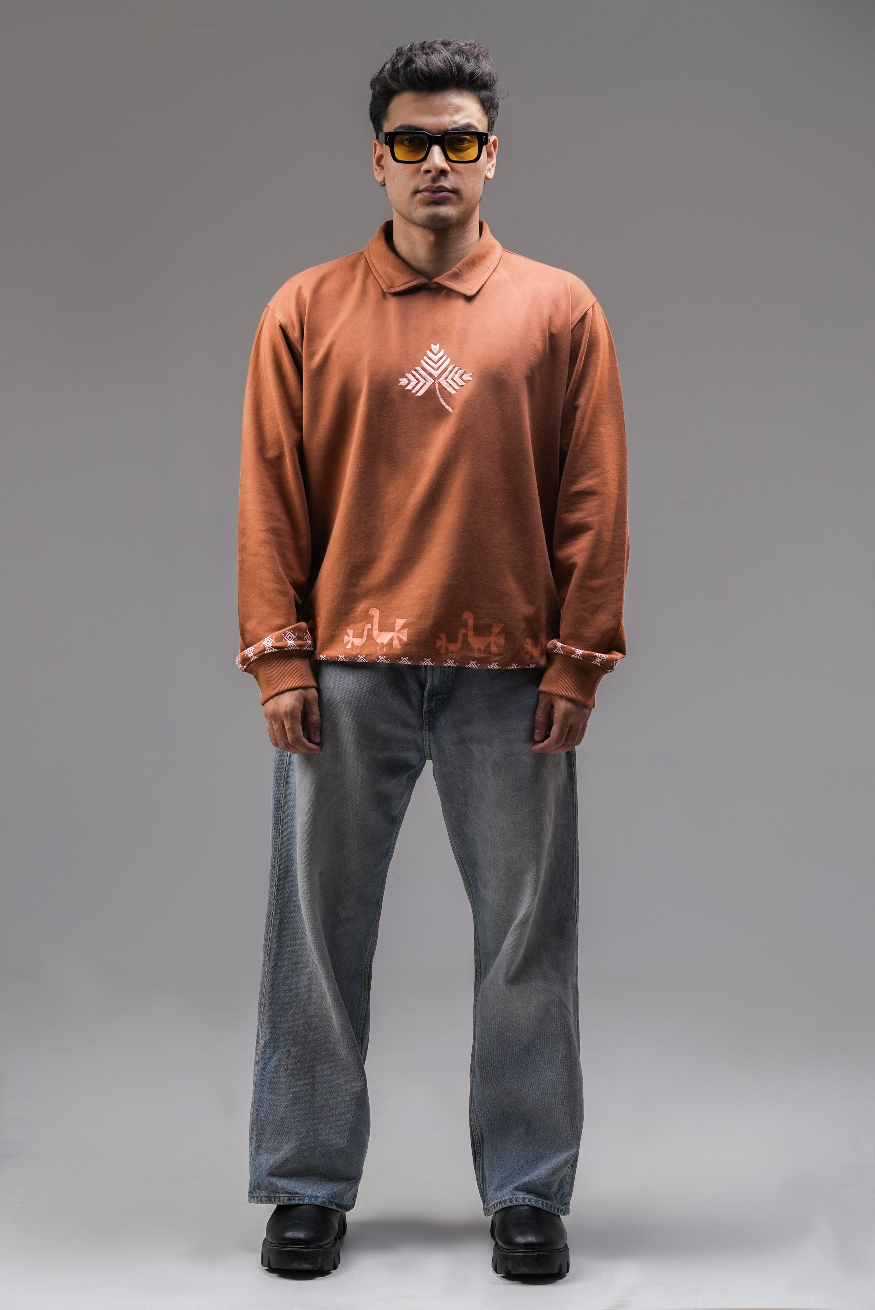 The Threads of Harmony | Collared  Oversized Sweatshirt - Baggymonk